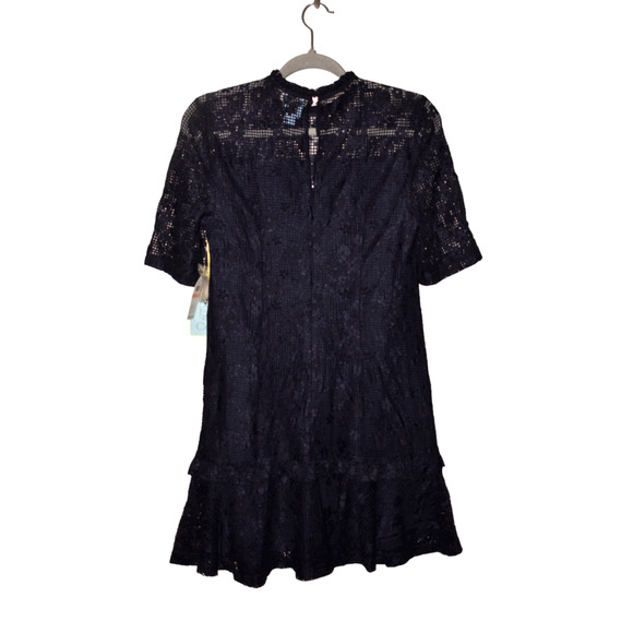 CECE NEW $139 Short Sleeve Lace Mini Dress in Night Shade Size 2 - Picture 2 of 3